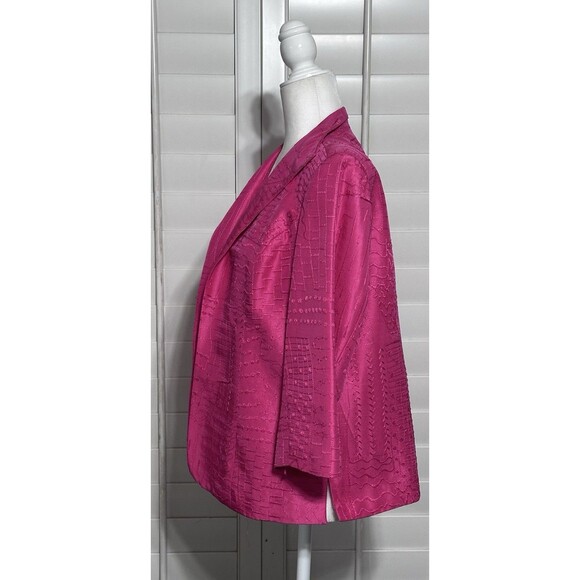Coldwater Creek Women Size M Pink Textured Silk Jacket Blazer Lined Retro Formal - Picture 3 of 11